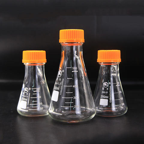 Glass Erlenmeyer Flask GL45 Screw Top Bottle 250ml 500ml Graduated Transparent Thread with Lid Bro 3.3 ► Photo 1/6