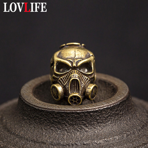 Brass Gas Mask Skull Head Lanyard DIY Keychains Pendants Jewelry Knife Beads Accessories EDC Paracord Outdoor Tool Hanging Trink ► Photo 1/6