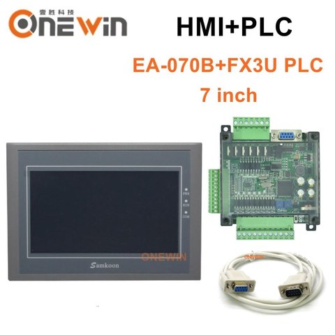 samkoon EA-070B HMI touch screen 7 inch and FX3U series PLC industrial control board with DB9 Communication line ► Photo 1/2
