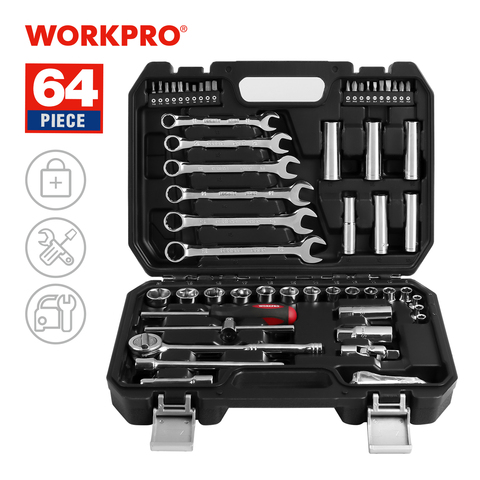 WORKPRO 64PC Mechanic Tool Set For Car Repair Ratchet Handle Wrench Socket Set Home Tool Kits ► Photo 1/5