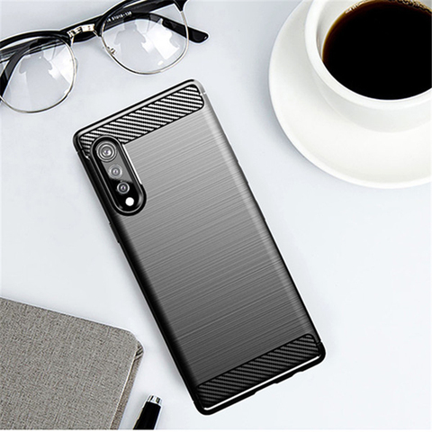 For LG Velvet 5G Case Rubber Bumper Silicon Carbon Fiber Cover For LG Velvet 5G Phone Case For LG Velvet LM-G900N LM-G900EM Case ► Photo 1/6