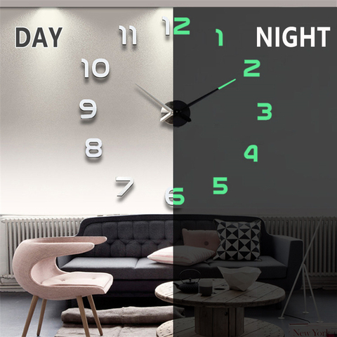 2022 New Wall Clocks 3D DIY Clock Acrylic Mirror Stickers Home Decoration Living Room Quartz Needle Self Adhesive Hanging Watch ► Photo 1/6