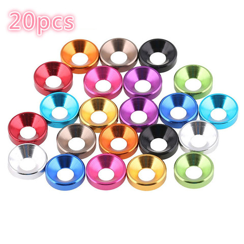 20pcs Aluminum Colourful Anodized Countersunk Head Bolt Washers Gasket Red/Grey/Gold/deep Blue/Black/pink/purple M2 M3 M4 M5 M6 ► Photo 1/1