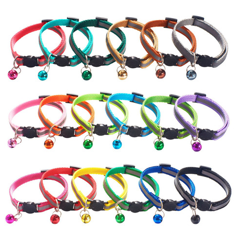 18 Colors Cats Bells Collars Adjustable Nylon Buckles Fashion Reflective Pet Collar Cat Head Pattern Supplies For Accessories ► Photo 1/6
