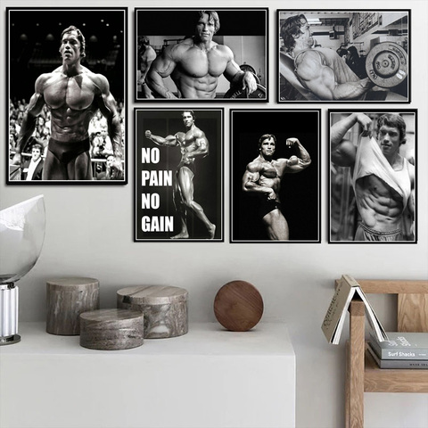 Poster Prints Oil Painting Arnold Schwarzenegger Bodybuilding Fitness GYM Workout Wall Art Pictures Home Decor картины на стену ► Photo 1/6