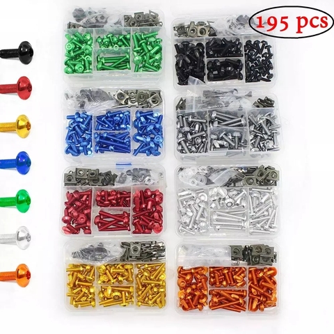 195PCS/Set Universal Motorcycle CNC Full Fairing Bolt Kits Bodywork Screws For Yamaha Kawasaki Honda BMW SUZUKI Pit Dirt Bike ► Photo 1/6