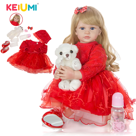 KEIUMI 24 Inch Elegant Reborn Baby Girl Doll 60 cm Soft Vinyl Cloth Body Princess Doll Lifelike Boneca Reborn Kids Playmate ► Photo 1/6