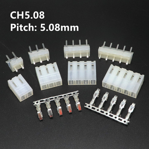 10sets CH5.08 2/3/4/5/6 pin connector 5.08MM PITCH Straight pin header + Housing + terminal ch5.08-2p/3p/4p/5p/6p ► Photo 1/4