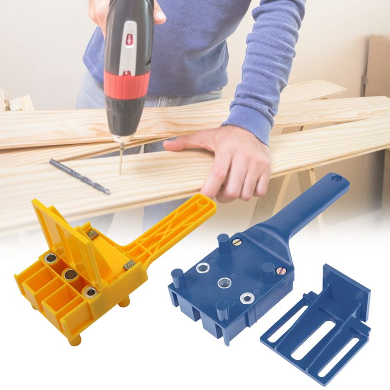 Handheld Woodworking Guide Wood Dowel Drilling Hole Saw Doweling Jig Drill Tool 