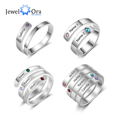 JewelOra Personalized Mothers Rings Custom Name Birthstone Wrap Rings for Women Engraved Jewelry Anniversary Gifts for Mom ► Photo 1/6