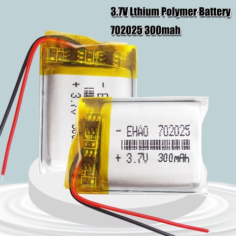 3.7V 300mAh 702025 Li-polymer Rechargeable Battery for Mp3 Bluetooth headset speaker video recorder wireless mouse Li-ion cells ► Photo 1/6