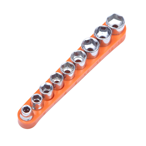 9pcs 1/4 inch Drive 5-13mm Hex Bit Metric Socket Wrench Head Set Sleeve Wrench Adapter Auto Repair Hand Tool Nut Removal Tools ► Photo 1/6