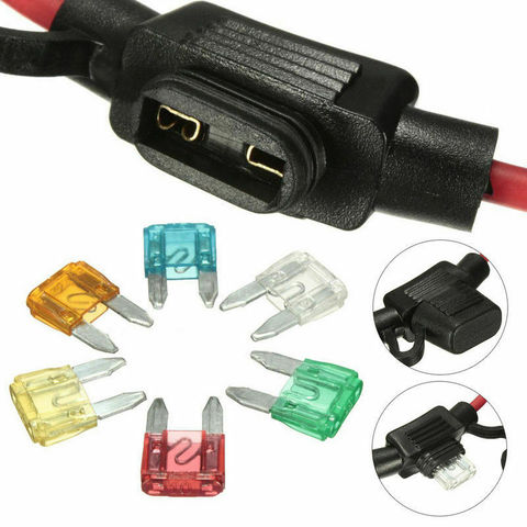 12V car splash-proof and waterproof in-line mini blade fuse holder + 5/10/15/20/25/30 Amp fuse ► Photo 1/6