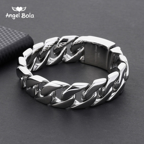 20MM Mens 316L Stainless Steel Link Bracelet Band Wristband Bangle 