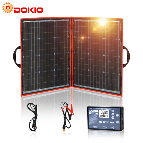 Dokio 100w(50Wx2pcs) Flexible Foldble Mono Solar Panel For Travel & Boat & RV High Quality Portable Solar Panel China ► Photo 1/6
