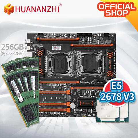 HUANANZHI X99 F8D X99 Motherboard Intel Dual  with Intel XEON E5 2678 V3*2 with 8*32GB DDR4 RECC  memory combo kit NVME USB 3.0 ► Photo 1/1