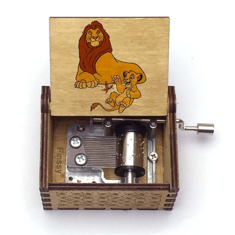 color print Lion King can you feel the love tonight Music Box Hand  Wooden Musical Christmas Birthday Gift Decoration ► Photo 1/5