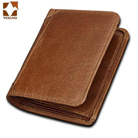 wallet for men made of  Retro Wallet Men's rfid Genuine Leather  carteira masculina couro portfel meski Purse matching gift box ► Photo 1/6