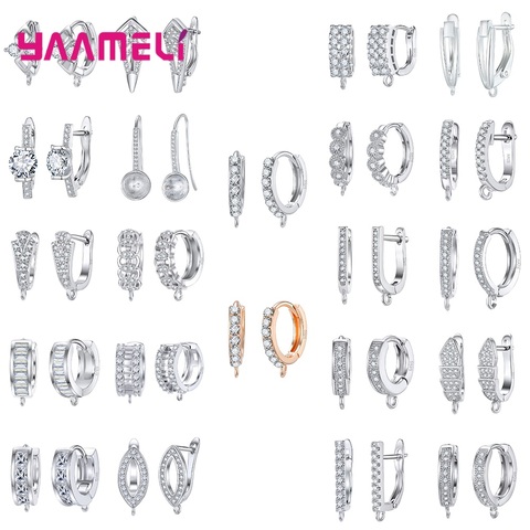 100% Authentic 925 Sterling Silver Women Earrings Findings Sparkling AAA Zircon Handmake DIY Jewelry Accessories Wholesale ► Photo 1/6