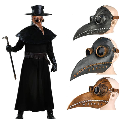 Medieval Steampunk Plague Doctor Bird Mask Latex Punk Cosplay Mask Beak Adult Halloween Event Cosplay Props ► Photo 1/6