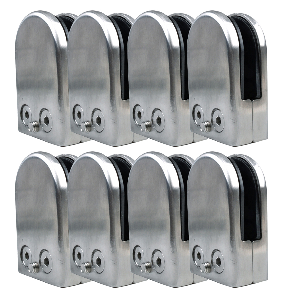 12x 304 Stainless Steel Square Clamp Holder Bracket Clip Glass Shelf Handrails 