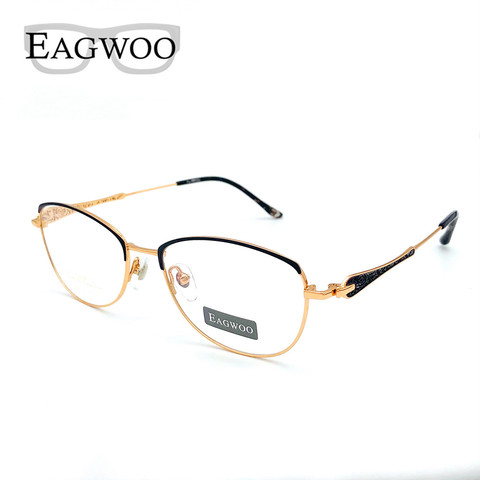 Pure Titanium Eyeglasses Designed Women Glasses Full Rim Spectacle Vintage Style Fashion Hollow-Carved Temple High Grade Frame ► Photo 1/6
