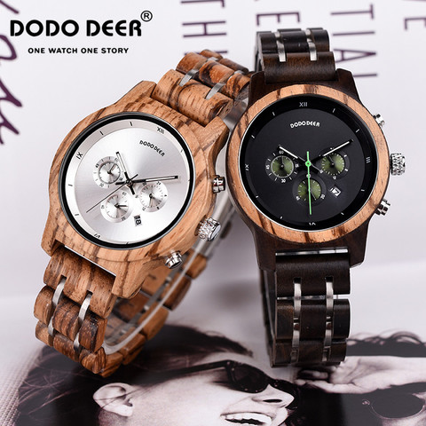 DODO DEER Women Wood Luxury Stylish Watches Timepieces Chronograph Military Quartz Fashion Sport Ladies Stopwatch Orologio Donna ► Photo 1/6