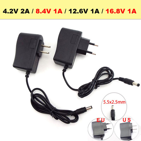 AC 100-240V DC 8.4V 12.6V 16.8V 1A 1000MA 4.2V 2A Power Supply Adapter DC Plug 5.5*2.5mm for 18650 Lithium Battery Charger ► Photo 1/6