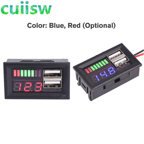 Red LED Digital Display Voltmeter Mini Voltage Meter Battery Tester Panel For DC 12V Cars Motorcycles Vehicles USB 5V2A Outputv ► Photo 1/6