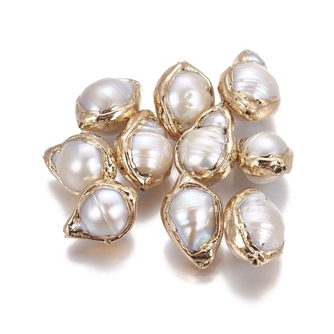 5pcs Natural Keshi Pearl Beads for jewelry making, Nucleated Pearl, Golden Plated, Nuggets,Golden F60 ► Photo 1/6
