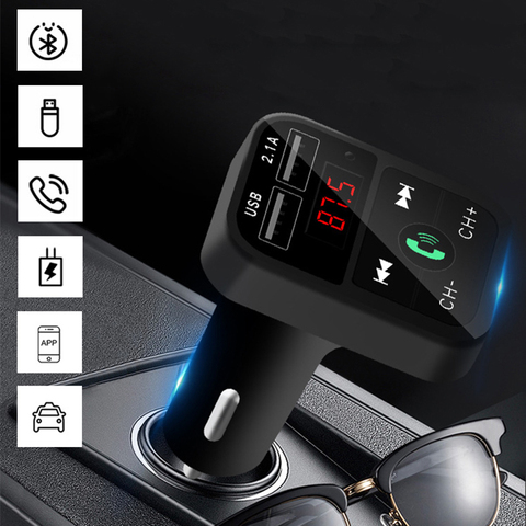 Car Kit Handsfree Wireless Bluetooth FM Transmitter LCD MP3 Player USB Charger Car Accessories Dual USB Charger FM Modulator ► Photo 1/4