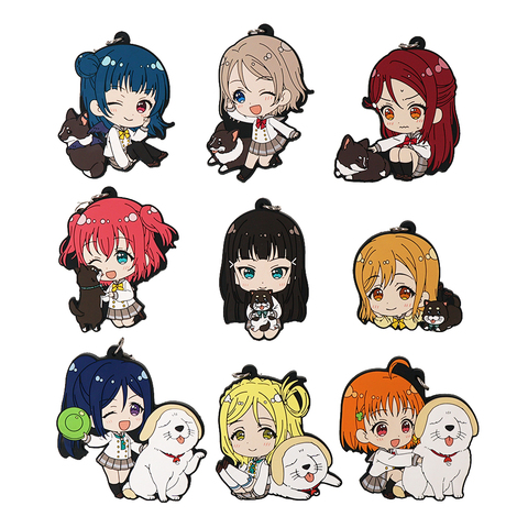 Love Live Lovelive Sunshine Aqours Anime Yoshiko Chika You Dia Kunikida Hanamaru Ruby Riko Mari Dog Rubber Strap Keychain ► Photo 1/1