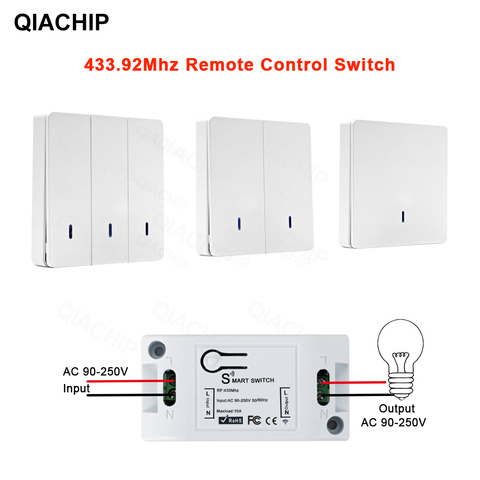 QIACHIP Wireless Remote Control Switch Controller AC 110V 220V Receiver Wall Remote Transmitter Hall Bedroom Ceiling Lights ► Photo 1/6