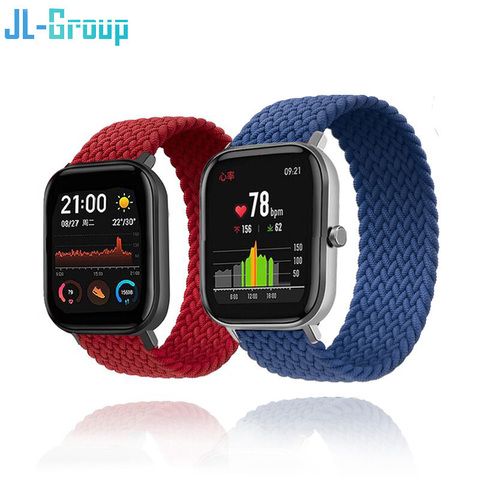 20mm 22mm Watch Strap Nylon Elastic Band For Amazfit GTS 2 Bip S U Lite Bracelet GTR 42mm 47mm Solo Loop Pace Stratos 3 Band ► Photo 1/6