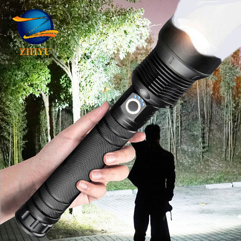 ZHIYU Powerful LED Flashlights XHP 70 50 Super Bright Flash Lights USB Rechargeable Zoom Tactical Torch Camping Searching Lamp ► Photo 1/6