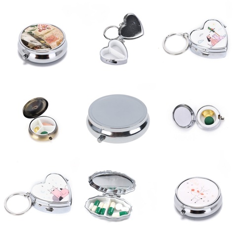 Metal Pill Box Tablet Holder Metal Round Medicine Case Small Case Tablet Pill Boxes Container ► Photo 1/6