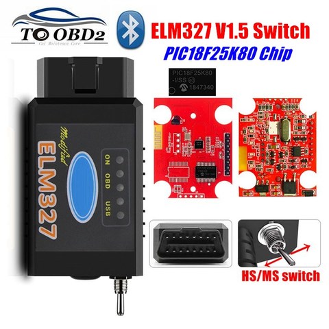 ELM327 V1.5 Switch HS-CAN/MS-CAN for Ford FORScan OBD2 Diagnostic Scanner elm 327 1.5 bluetooth ELM-327 WIFI PIC18F25K80 Chip ► Photo 1/6