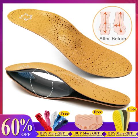 EiD Leather orthotic insole for Flat Feet Arch Support orthopedic shoes sole Insoles for feet men women O/X Leg corrected Unisex ► Photo 1/6