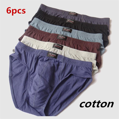 6pcs/lot New Men's Cotton Underwear Breathable Underwear Large Size M-5XL 100% Cotton Solid Color Men's Sexy Triangle Underwear ► Photo 1/6