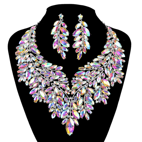 Luxurious Dubai style Wedding Jewelry Sets Rhinestone AB Crystal Statement Bridal Necklace Sets Christmas Gift for women jewelry ► Photo 1/6