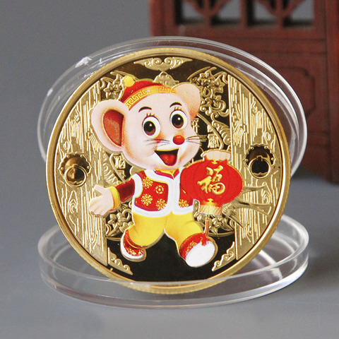 2022 Year of Rat Commemorative Coin Coins Collectibles New Year Gift Gold Plated Non-currency Coins Home Decor Art Craft Gift ► Photo 1/6