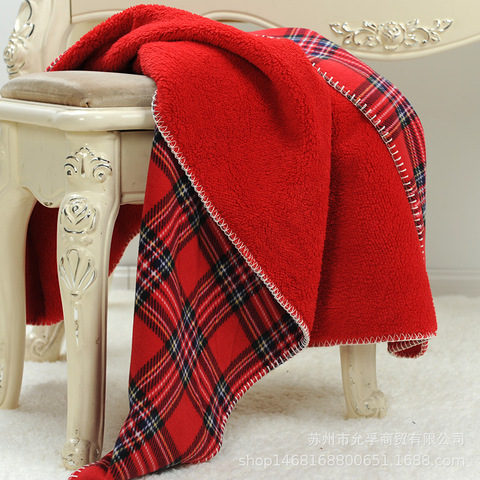 160X130cm thick thermal sofa throw blanket red scotch plaids couch decorative blanket soft coral fleece sherpa throw blanket ► Photo 1/6