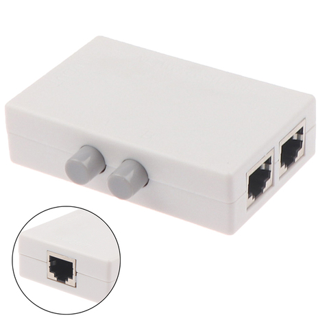 Mini 2 Port RJ45 RJ-45 Network Network Box Switcher Dual 2 Way Port Manual  Sharing Switch Adapter HUB 