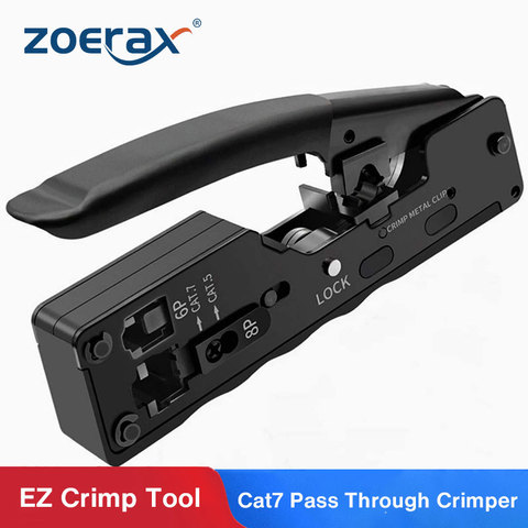 ZoeRax [Cat5 Cat6 Cat7 Pass Through Crimper] for RJ45 RJ12 RJ11 Network Connectors Modular Plugs Ethernet Cables EZ Crimp Tool ► Photo 1/6