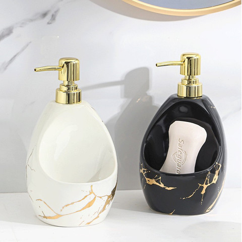 Marble Texture Ceramics Soap Dispenser Hand Sanitizer Bottle Detergent Bottle For Kitchen Bathroom Accessories Ceramic Lotion Bo ► Photo 1/6