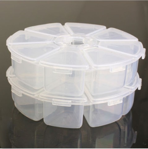2PCS  Round Nail Art Storage Case Rhinestones Gems Accessories Clear Plastic Empty Container For Rhinestones beads Organizer Box ► Photo 1/6
