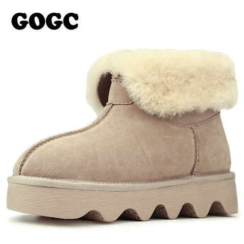 GOGC 2022 Snowshoes Women's Winter Boots with Wool Warmful Fur-Lined Boots for Women Genuine Leather Winter Shoes G9727 ► Photo 1/5