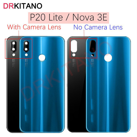 For Huawei P20 Lite Back Battery Glass Cover+Camera Lens NOVA 3E Rear Door Housing Case Panel for Huawei P20 Lite Back Cover ► Photo 1/6