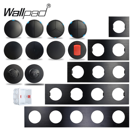 Wallpad L6 Black Aluminum 1 2 3 4 Gang Wall Light Switch Intermediate Water Heater AC DP 2P Switch DIY Free Combination ► Photo 1/5