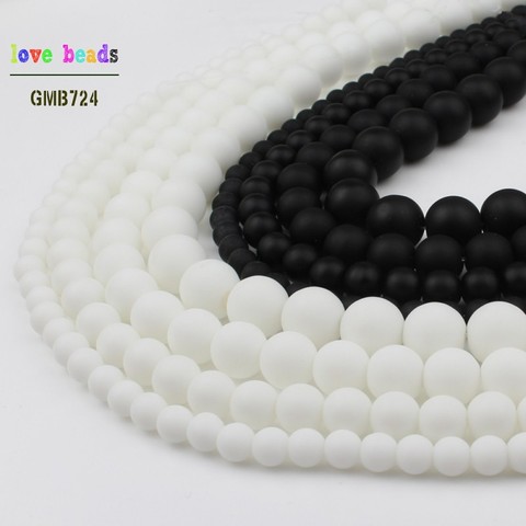 4/6/8/10/12mm Natural Stone White Black Dull Polish Matte Agates Round Beads for Jewellery Making15 Inch DIY Bracelets for Women ► Photo 1/6